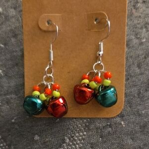 Festive Red and Green Bell Earrings